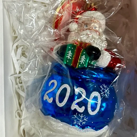 Christopher Radko 2020 “A Year Of Cheer” Red/Blue Christmas Glass Ornament ~New - Picture 8 of 15